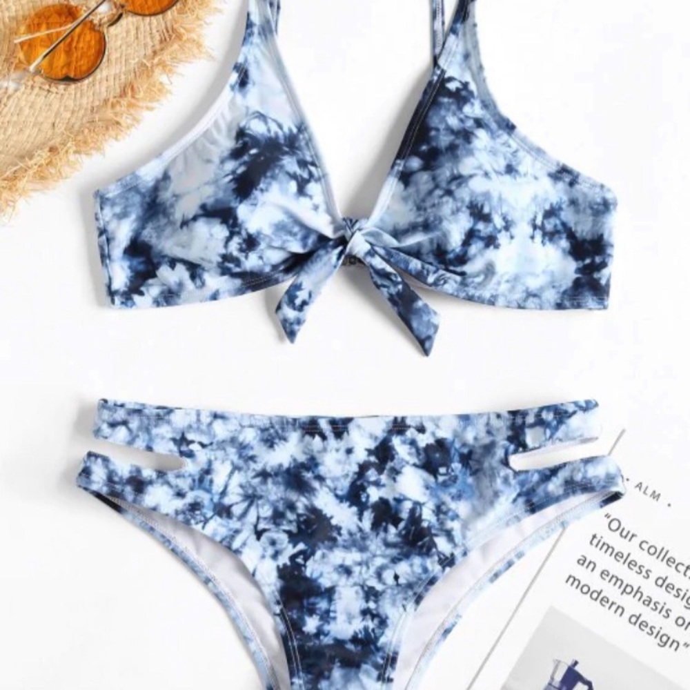 Tie Die Knot Cut Bikini (never worn, with tags)